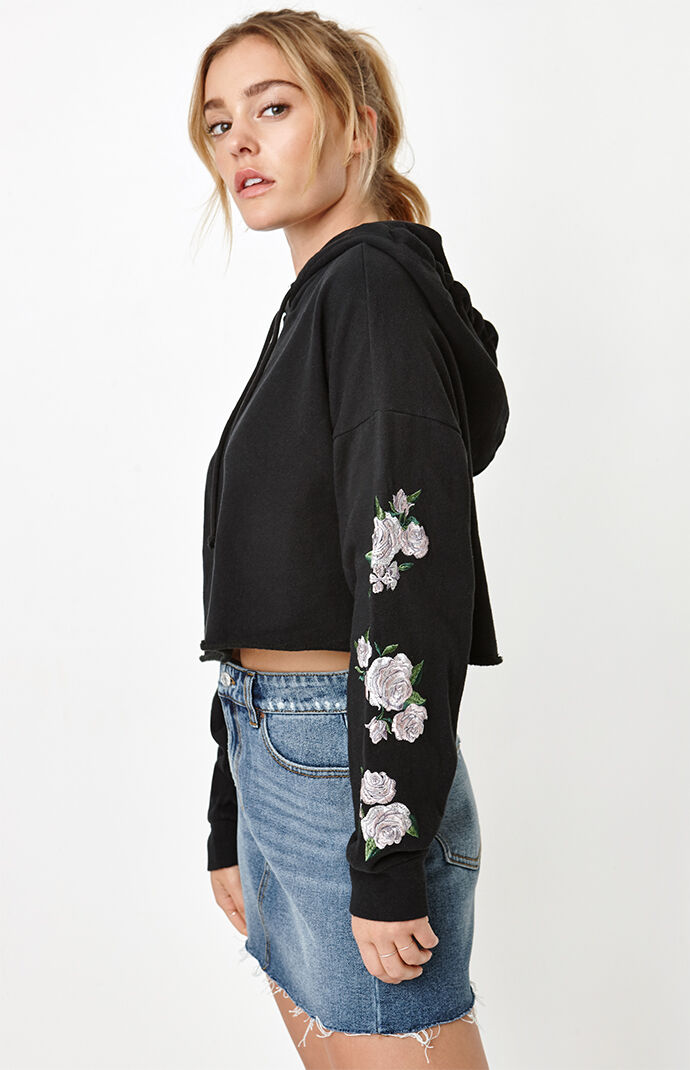 Embroidered sleeve hoodie clearance