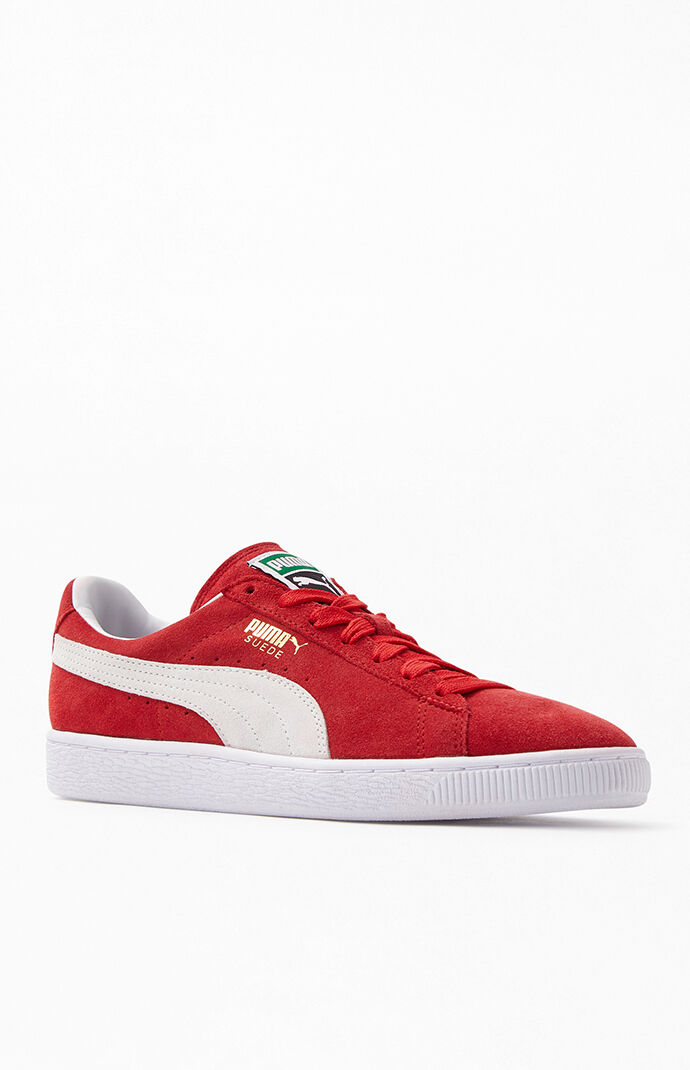 puma suede red and white