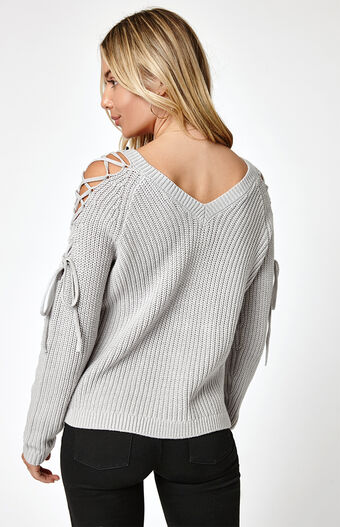 lace cold shoulder sweater