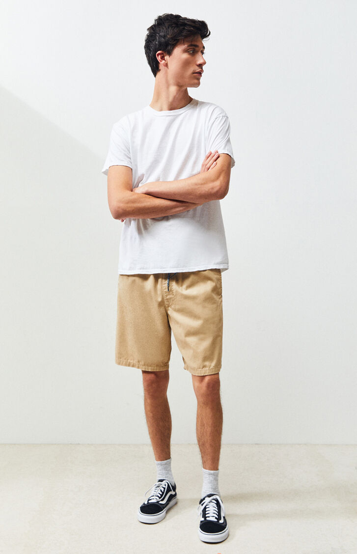 PacSun Twill Khaki Drawstring Shorts at