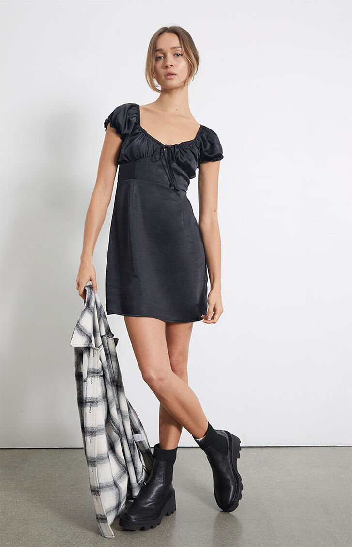 Kendall and Kylie Tie Strap Smocked Bodycon Dress at