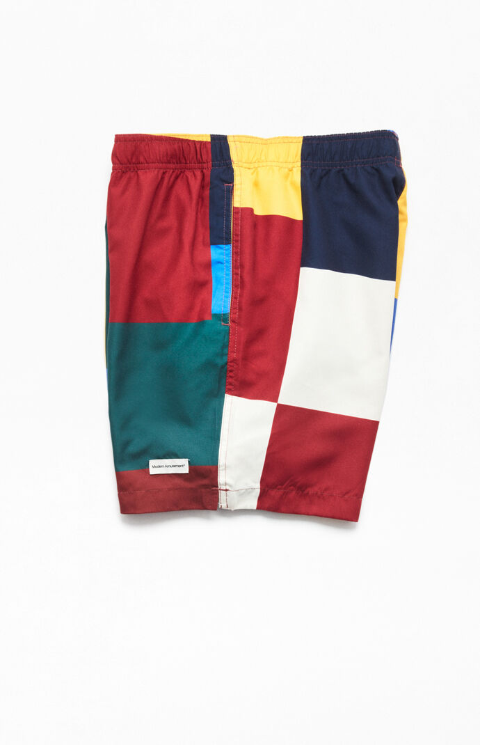 modern amusement colorblock 17" swim trunks
