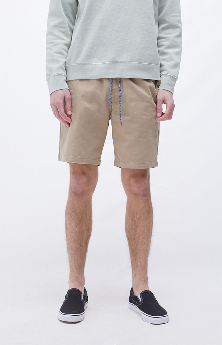 Pacsun Twill Khaki Drawstring Shorts At Pacsun Com