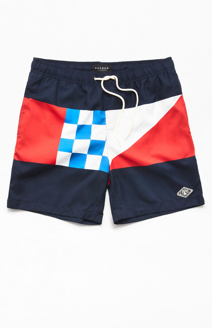 pacsun pieced flag 17" swim trunks