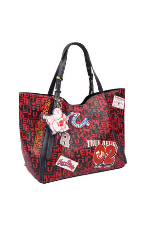 Red Multi Patch Graphic Tote Bag image number 2