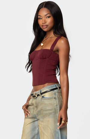Marcella Wide Strap Mesh Corset Marcella Wide Strap Mesh Corset image number 3