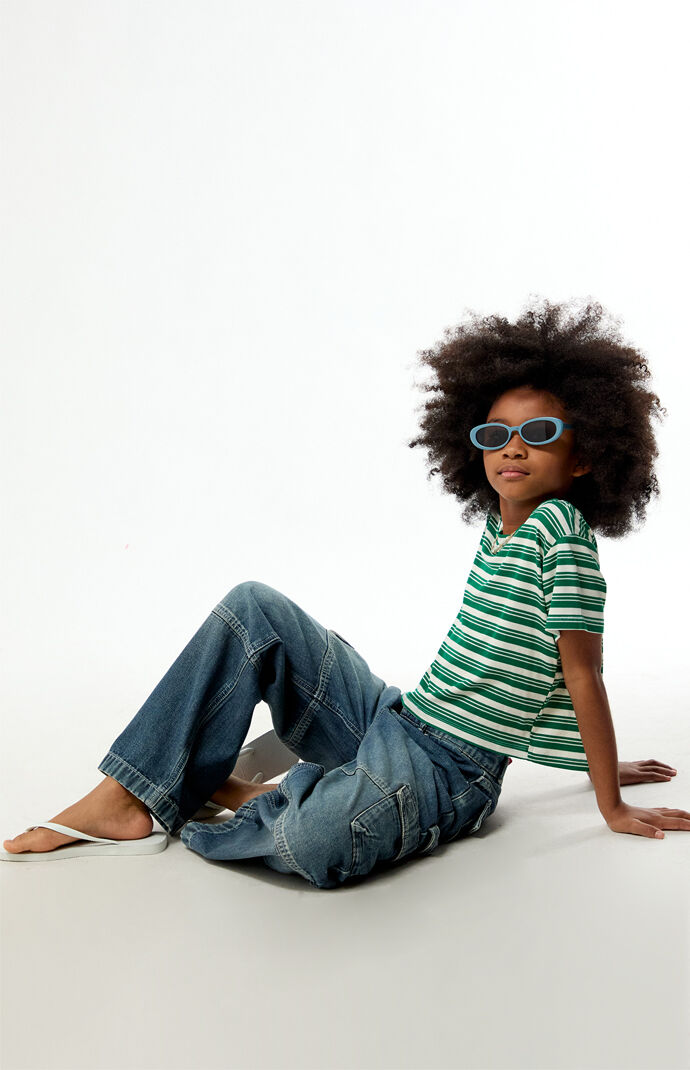 Pacsun Paneled Baggy Cargo Jeans Medium Blue