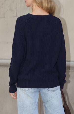 Blue Knit Pullover Sweater image number 3