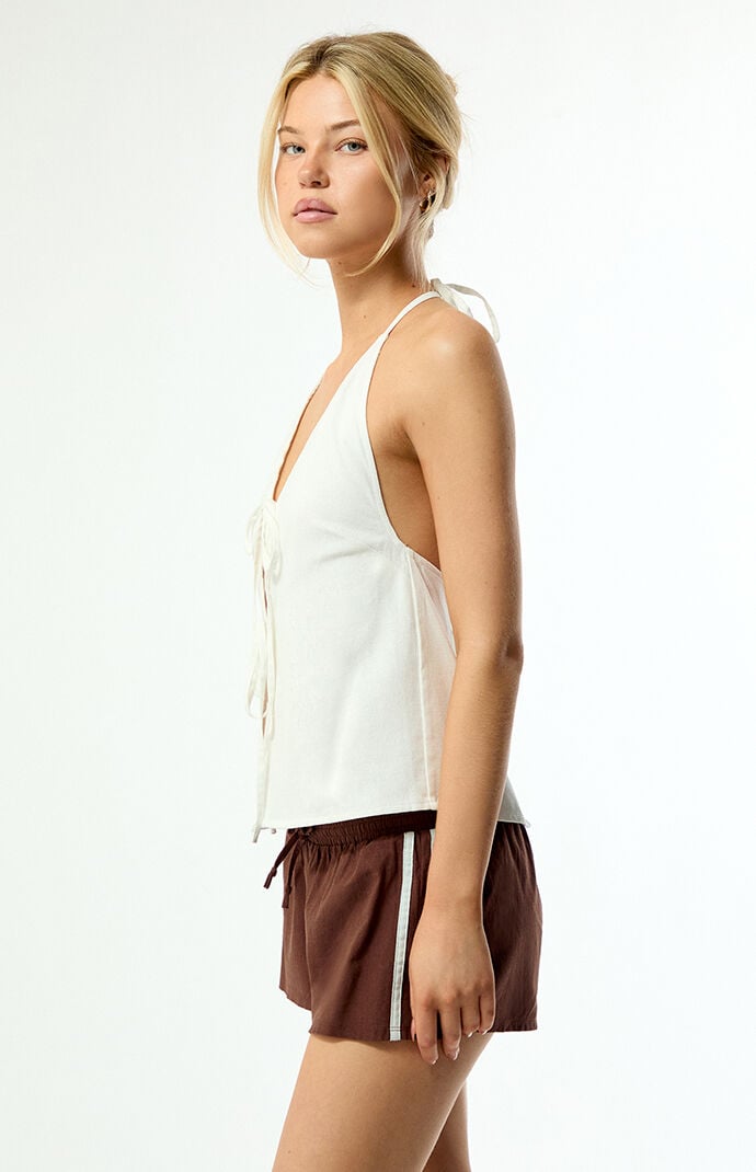 Your Favorite Rumi Linen Tie Front Halter Top