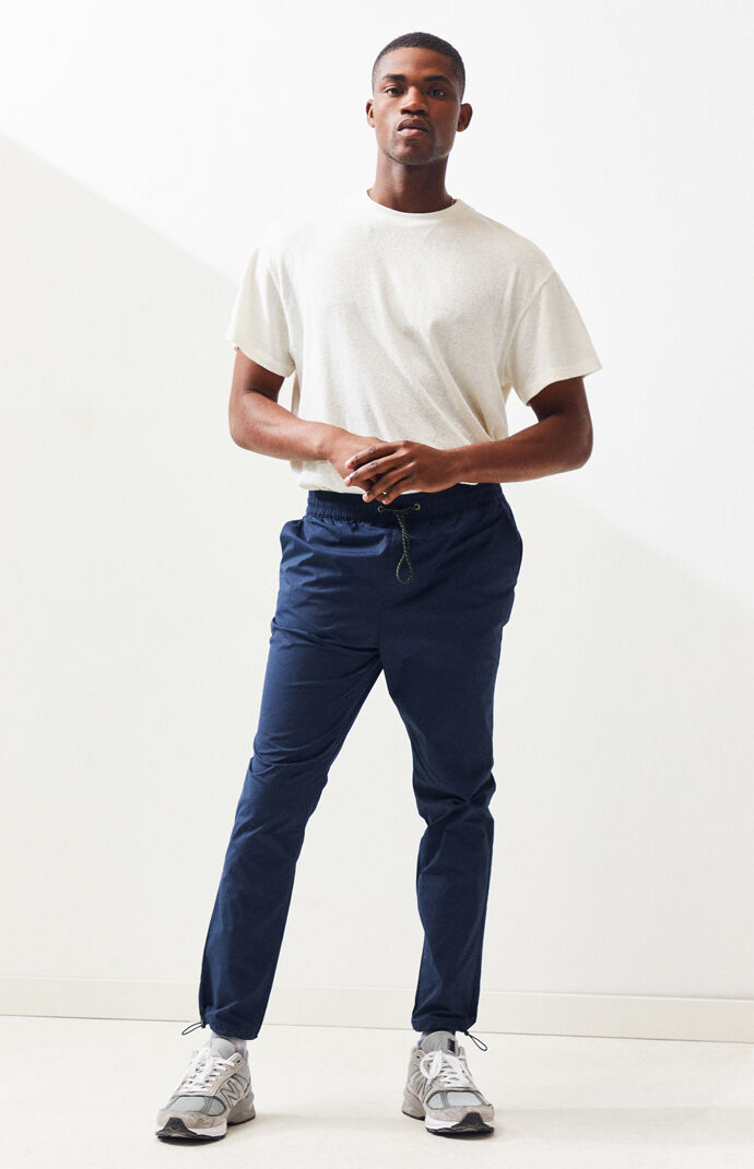 PacSun Navy Nylon Slim Fit Jogger Pants 