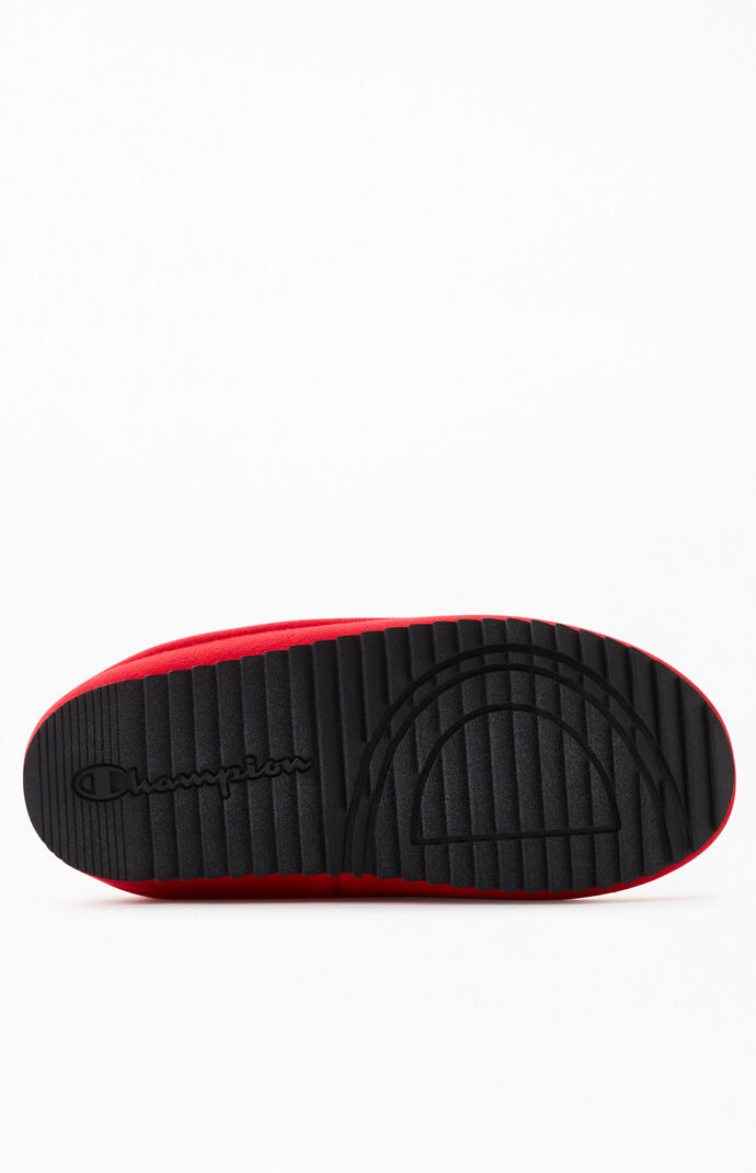 Red Shuffle Script Slippers