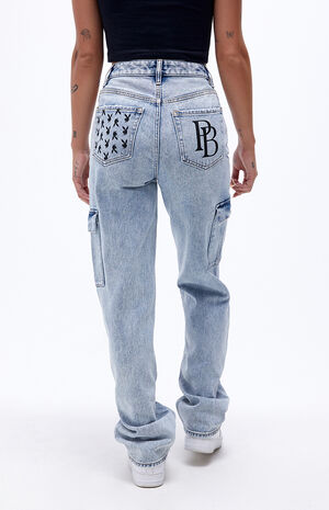 By PacSun Light Blue Cutout Carpenter Pants By PacSun Light Blue Cutout Carpenter Pants image number null