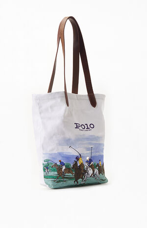 Equestrian-Print Twill Shopper Tote Bag image number 3