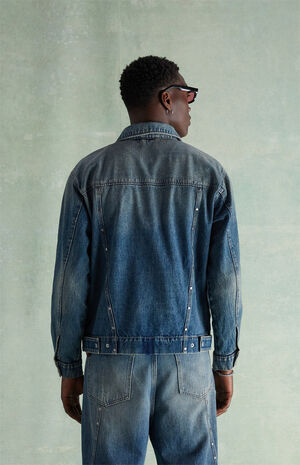 Medium Blue Studded Denim Jacket image number 4