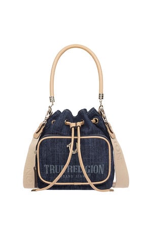 Bryce Denim and Faux Leather Bucket Bag image number 1