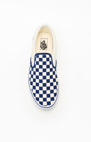 Blue & White Checkerboard Classic Slip-On Shoes image number 5