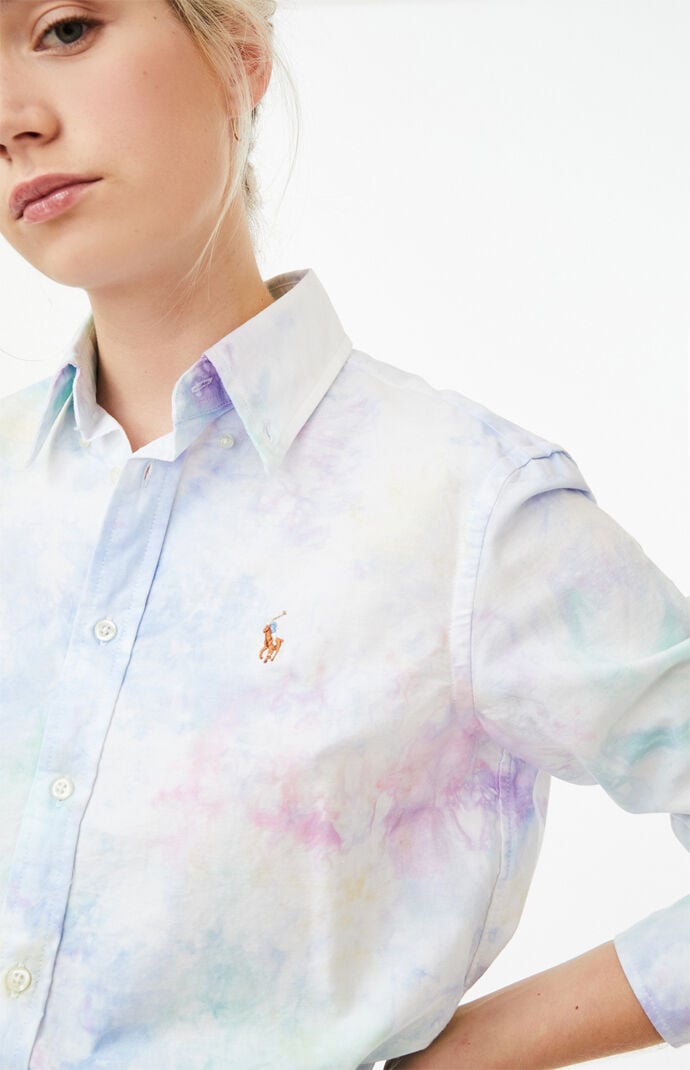 Tie-Dyed Long Sleeve Button Up Shirt