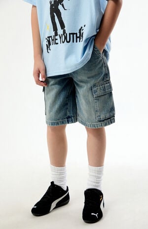 Extreme Baggy Denim Shorts Cargo Medium Blue Tint image number 2