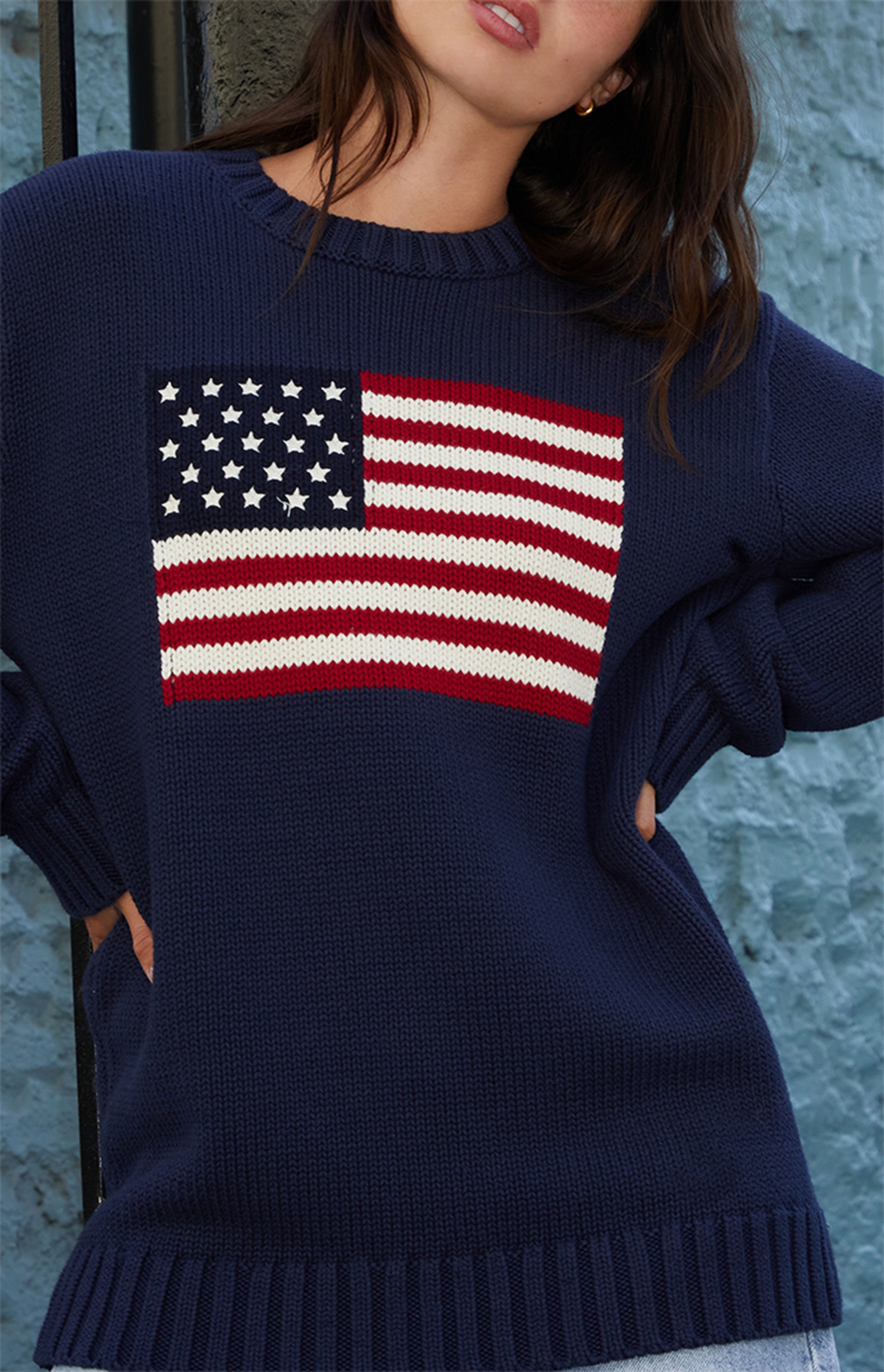 Hudson Flag Knit Sweater In Navy