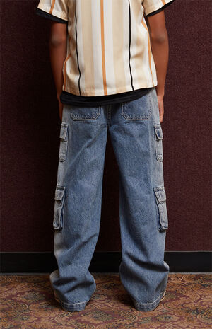 Medium Indigo Baggy Cargo Jeans image number 7