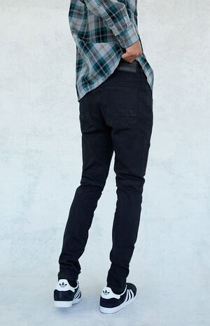 Black Biker Stacked Skinny Jeans image number 3