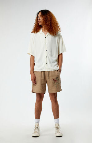 Embroidered Linen Volley Shorts image number 4