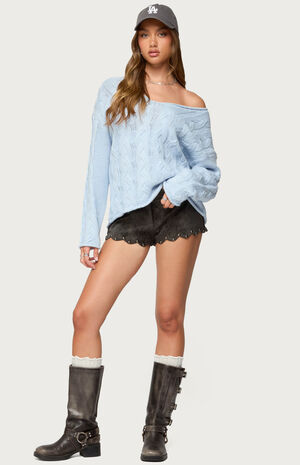 Zarina Studded Faux Suede Shorts image number 5