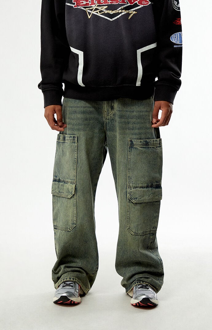 Pacsun Blake Extreme Baggy Jeans Cargo Medium Blue Tint