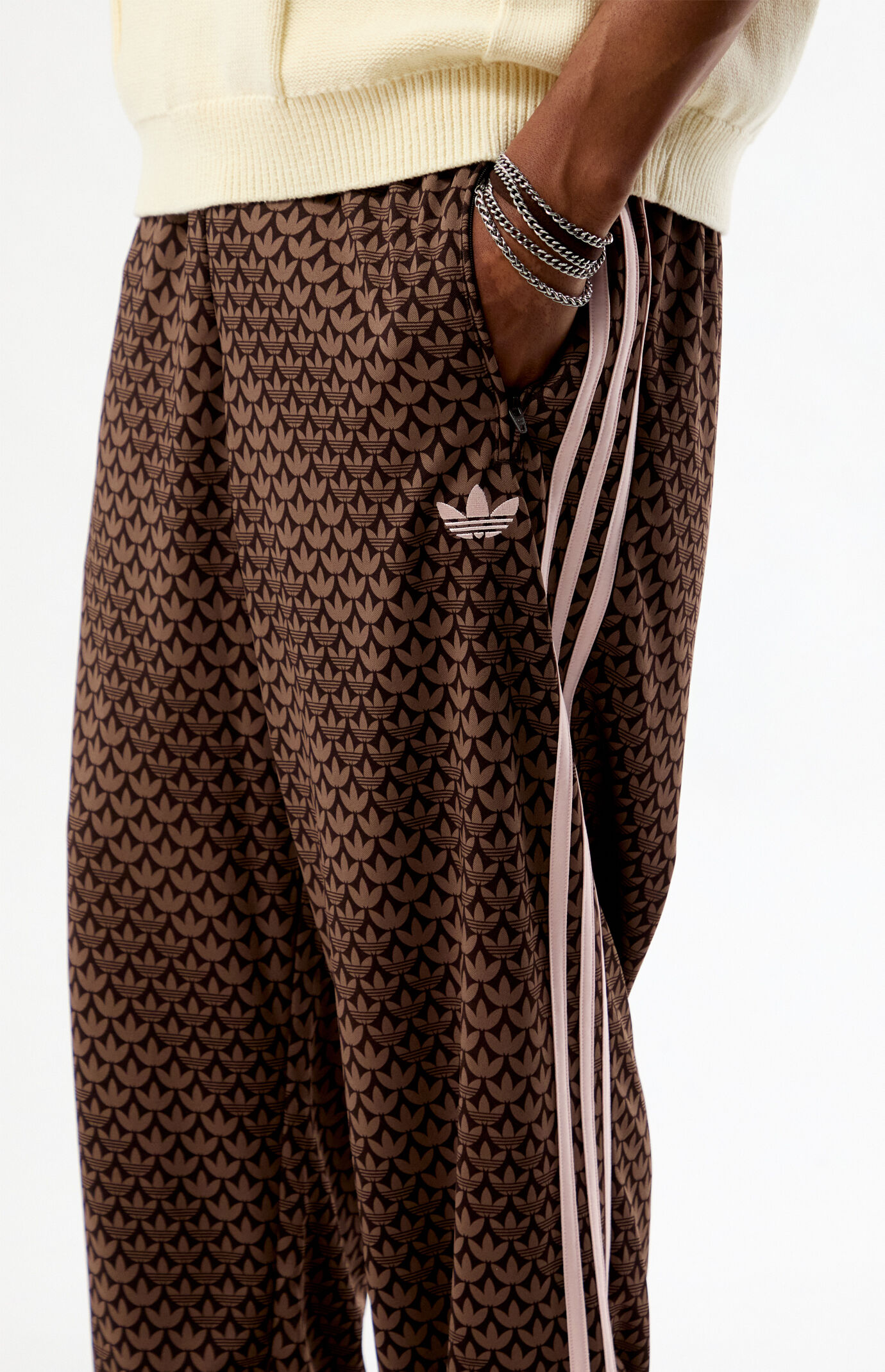 adidas Brown Firebird Monogram Loose Track Pants | Pacsun
