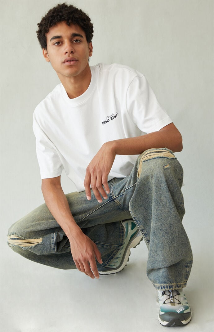 Pacsun Blake Extreme Baggy Jeans Ripped Dark Blue Tint