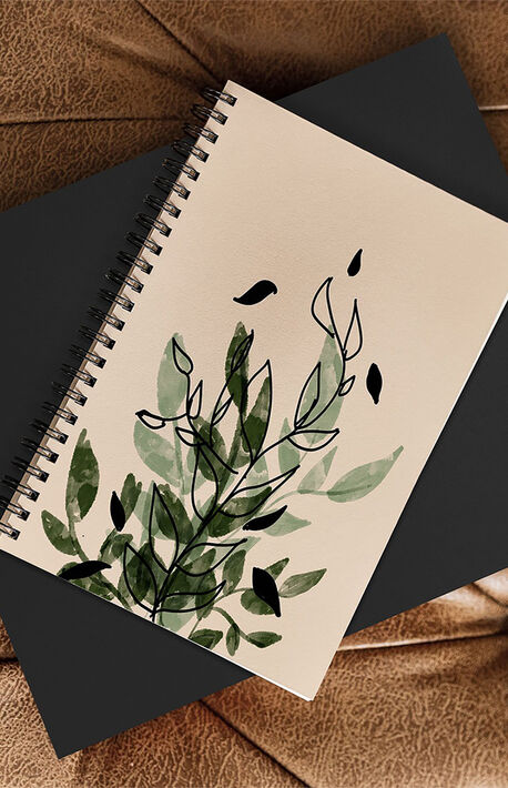 Aleeya Jones Green And Black Leaves Notebook