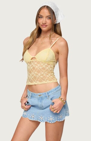 Sheer Lace Cut Out Tank Top image number 2