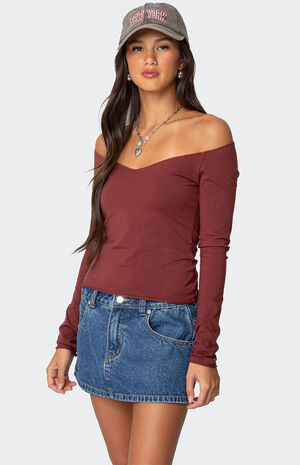 Nattie Off Shoulder V Neck Top image number 3