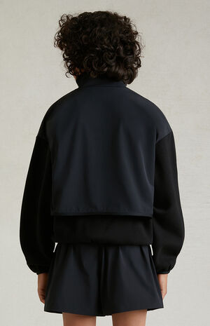 ESSENTIALS Black Nylon Fleece Mock Neck Sweatshirt image number 4