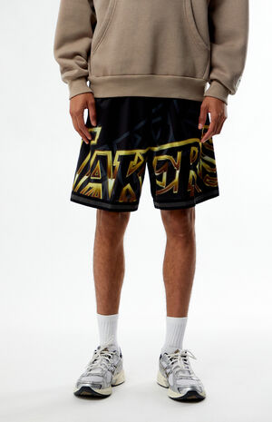 LA Lakers Big Font Mesh Basketball Shorts image number 2