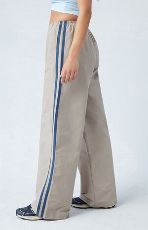 Khaki Wide Leg Track Pants image number 3