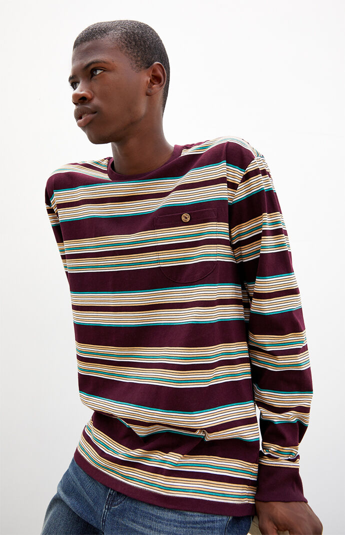 Yaz Striped Curved Pocket Long Sleeve T-Shirt