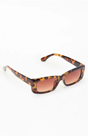 Tortoiseshell Chloe Plastic Rectangle Sunglasses image number 1