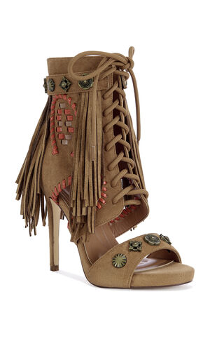 Women's Salgado Tan Fringe Stiletto Booties image number 2