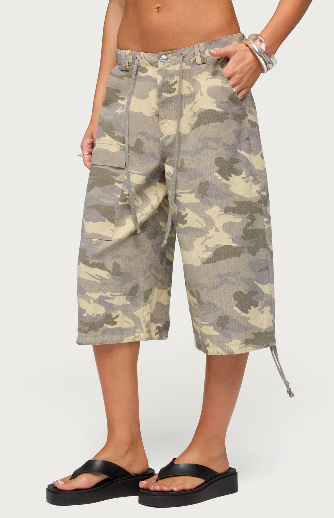 Edikted Camo Cargo Bermuda Shorts
