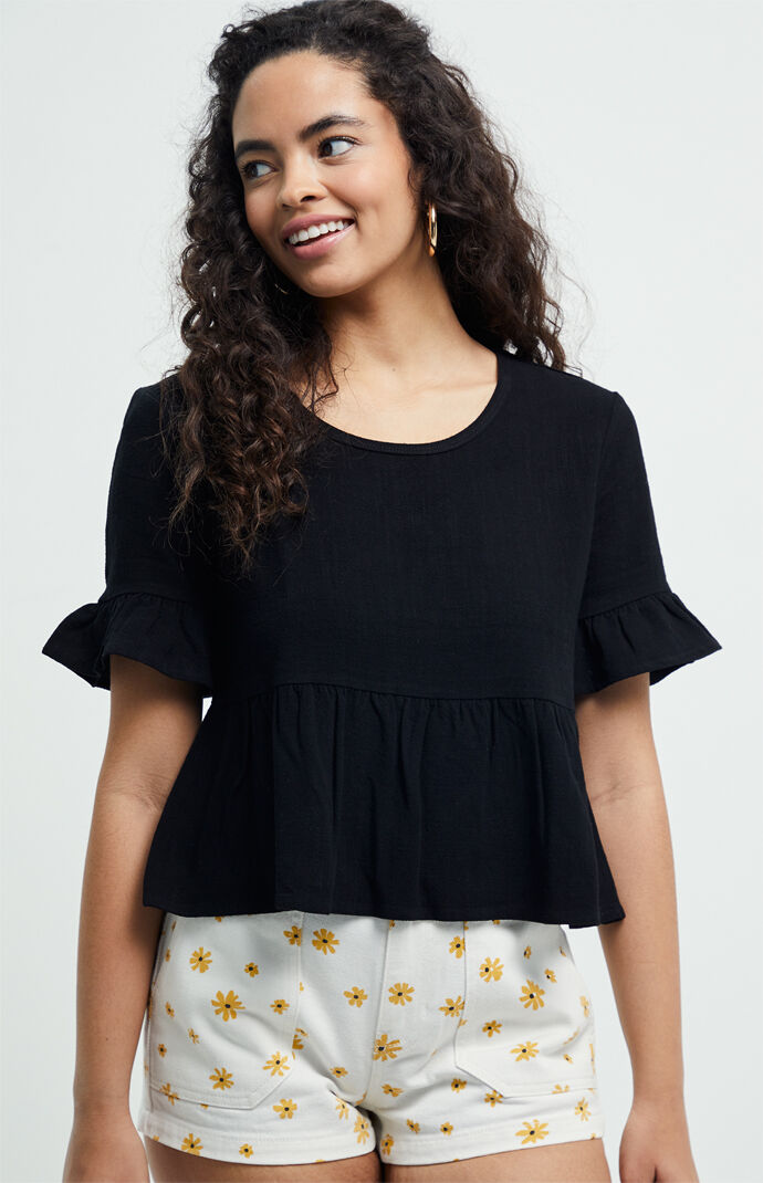 Ruffle Sleeve Linen Top