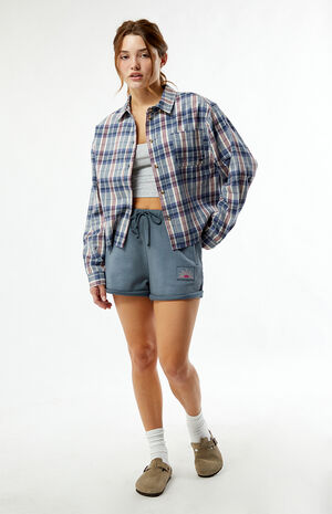 Treasure Distressed Cropped Flannel Shirt image number 4