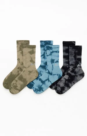 3 Pack Tie Dye Crew Socks image number 1