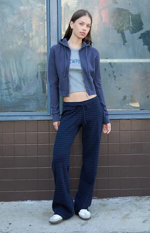 Blue Hilary Striped Yoga Baggy Sweatpants image number 1