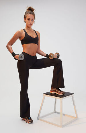 PAC WHISPER Active Black Deep V Flare Yoga Pants image number 1