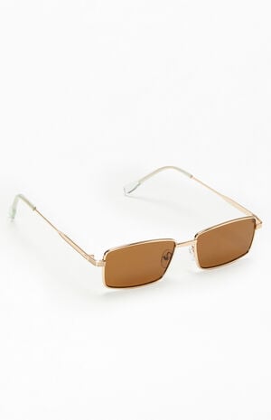 Brown Metal Square Sunglasses