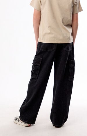 Baggy Jeans Frayed Cargo Black Wash image number 4