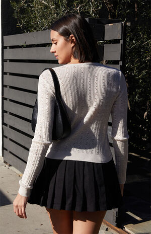 Cream Shannon Pointelle Cardigan image number 3