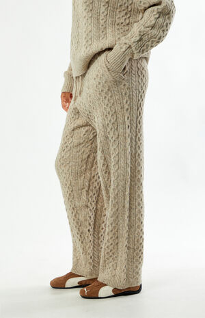 Teddy Cable Knit Baggy Sweatpants image number 3