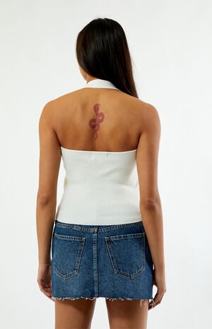 Button Front Sweater Halter Top image number 4